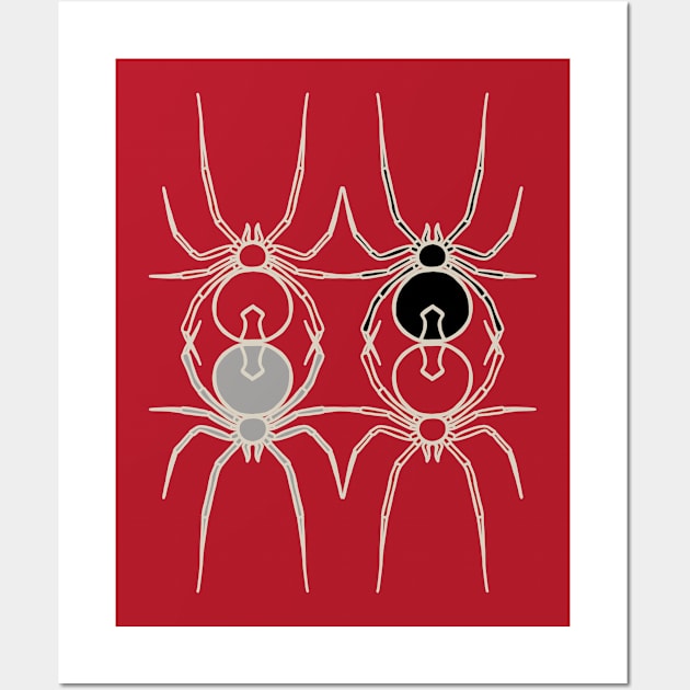 Simply Spooky Collection - Spiders - Blood Red and Bone White Wall Art by LAEC